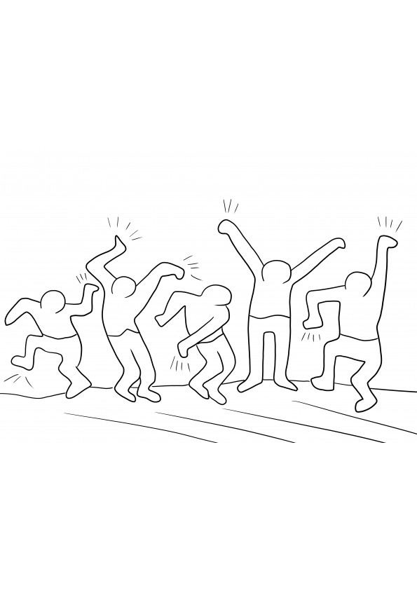 The dancing figures by keith haring coloring page free to print or download