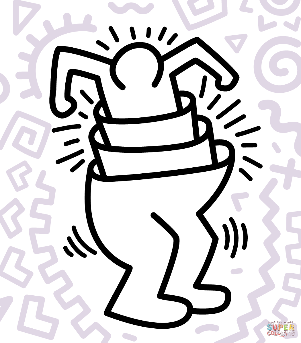 Dancing figure by keith haring coloring page free printable coloring pages