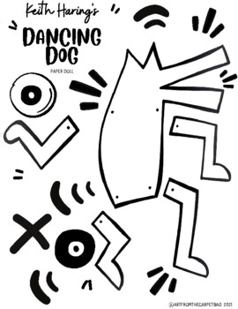 Keith haring artist dancing dog paper doll by art from the carpetbag