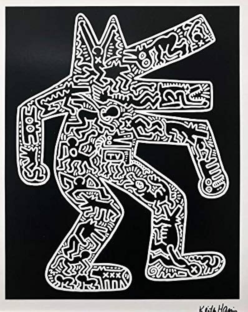 Keith haring dog custom framed plate signed offset lithograph x posters prints