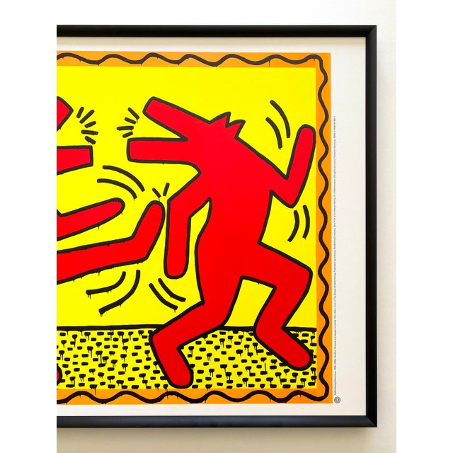 Keith haring estate vintage lithograph print framed pop art poster dancing dogs