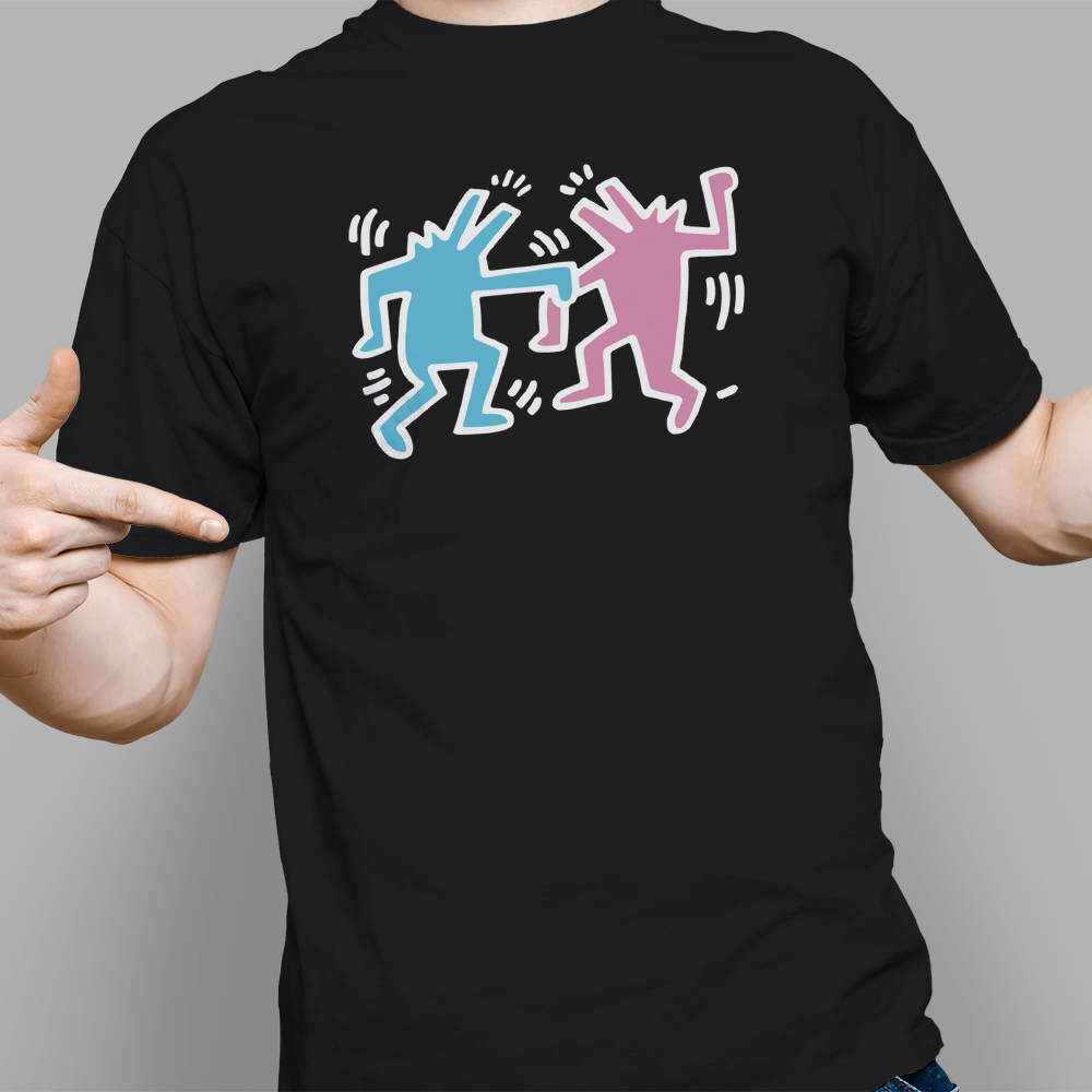 Unisex breathable and soft keith haring dancing dog shirt keith