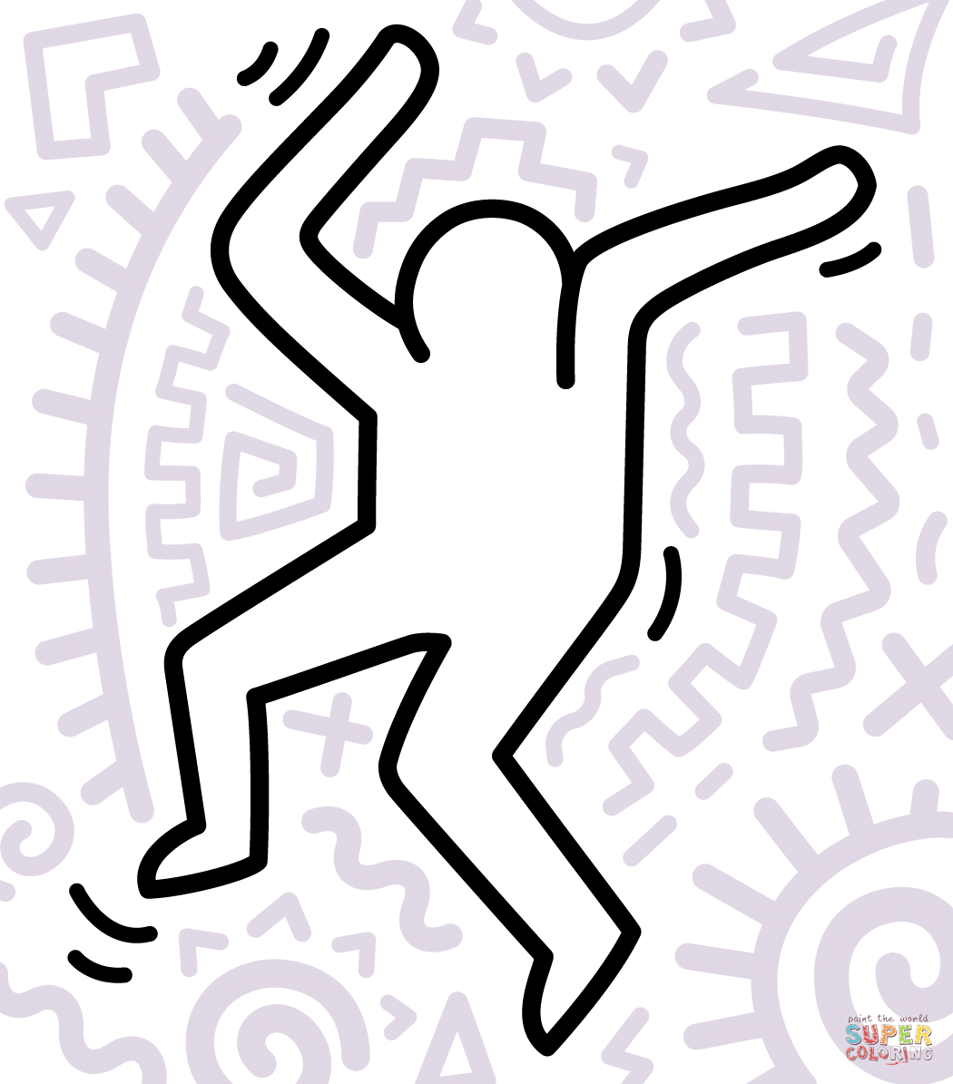Dancing figure by keith haring coloring page free printable coloring pages