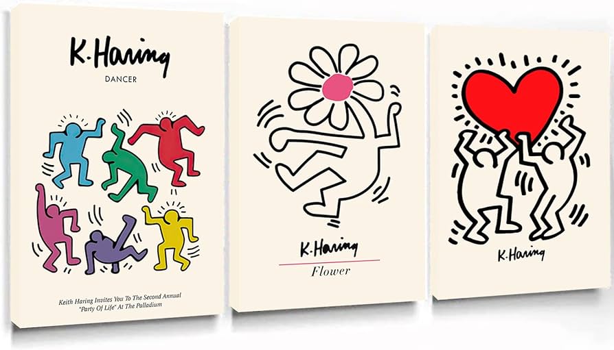 Keith haring wall art dancing flowers poster street art prints keith haring love painting keith haring
