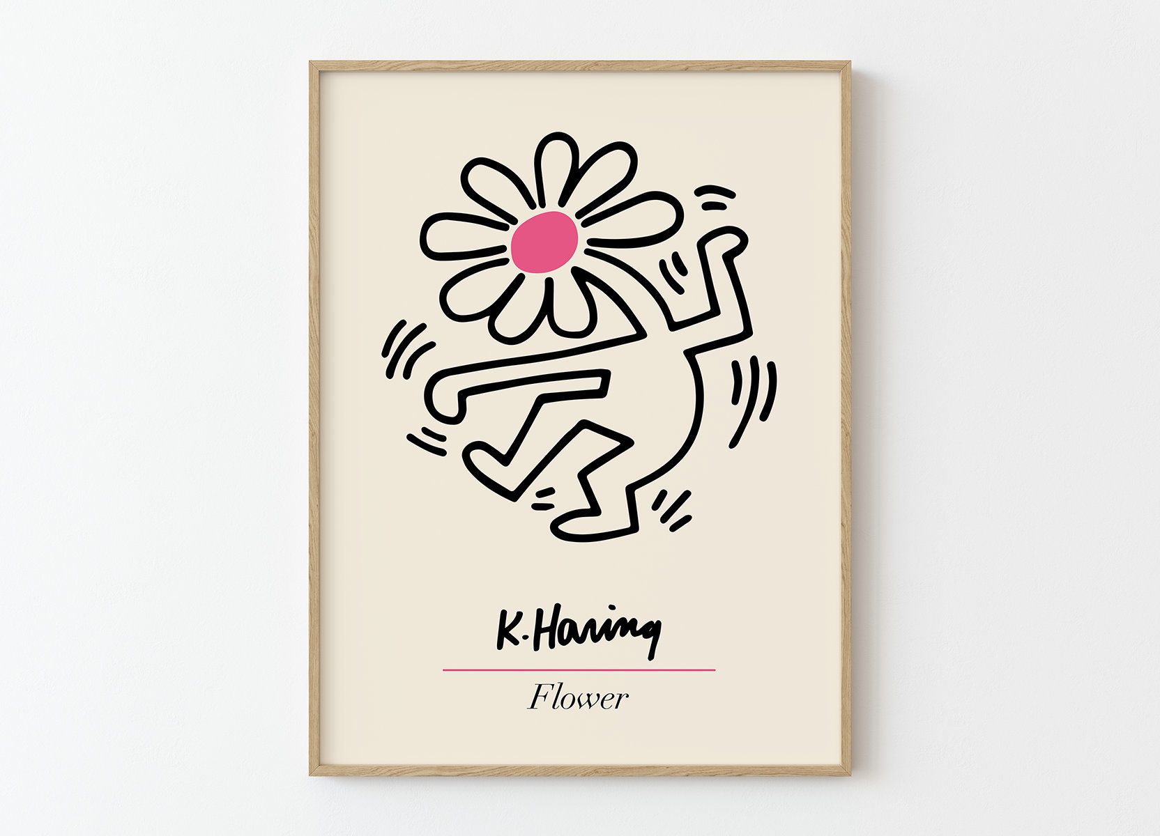 Keith haring pop art poster keith haring dancing flower head keith haring printable wall art pop art poster keith haring poster