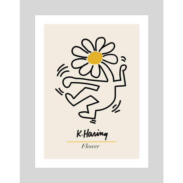 Dancing flower by keith haring art print unframed