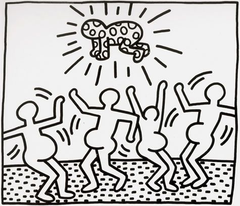 Expressive contour line art by keith haring