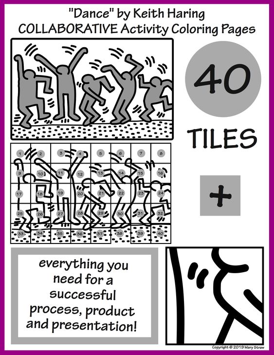 Dance by keith haring collaborative activity coloring pages keith haring coloring pages collaborative mural