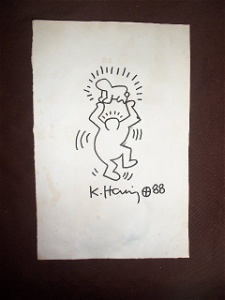 Keith haring dancing man with radiant baby