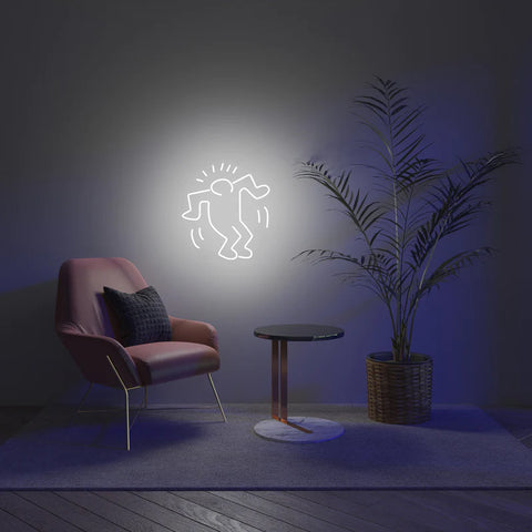 Keith haring dancing man neon light