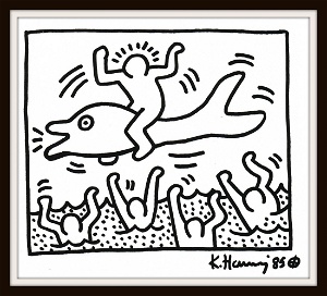 Keith haring man on dolphin