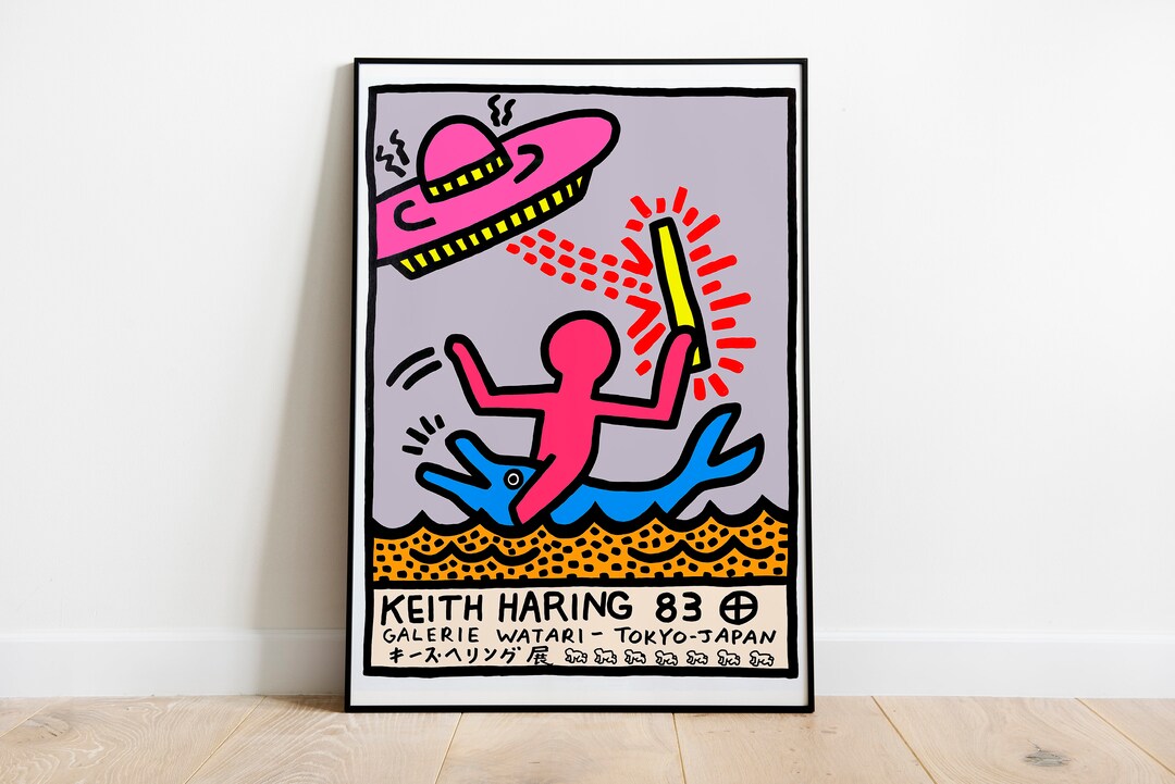 Keith haring ufo exhibition poster watari tokio gallery keith haring alien rod keith haring tokyo museum print digital download