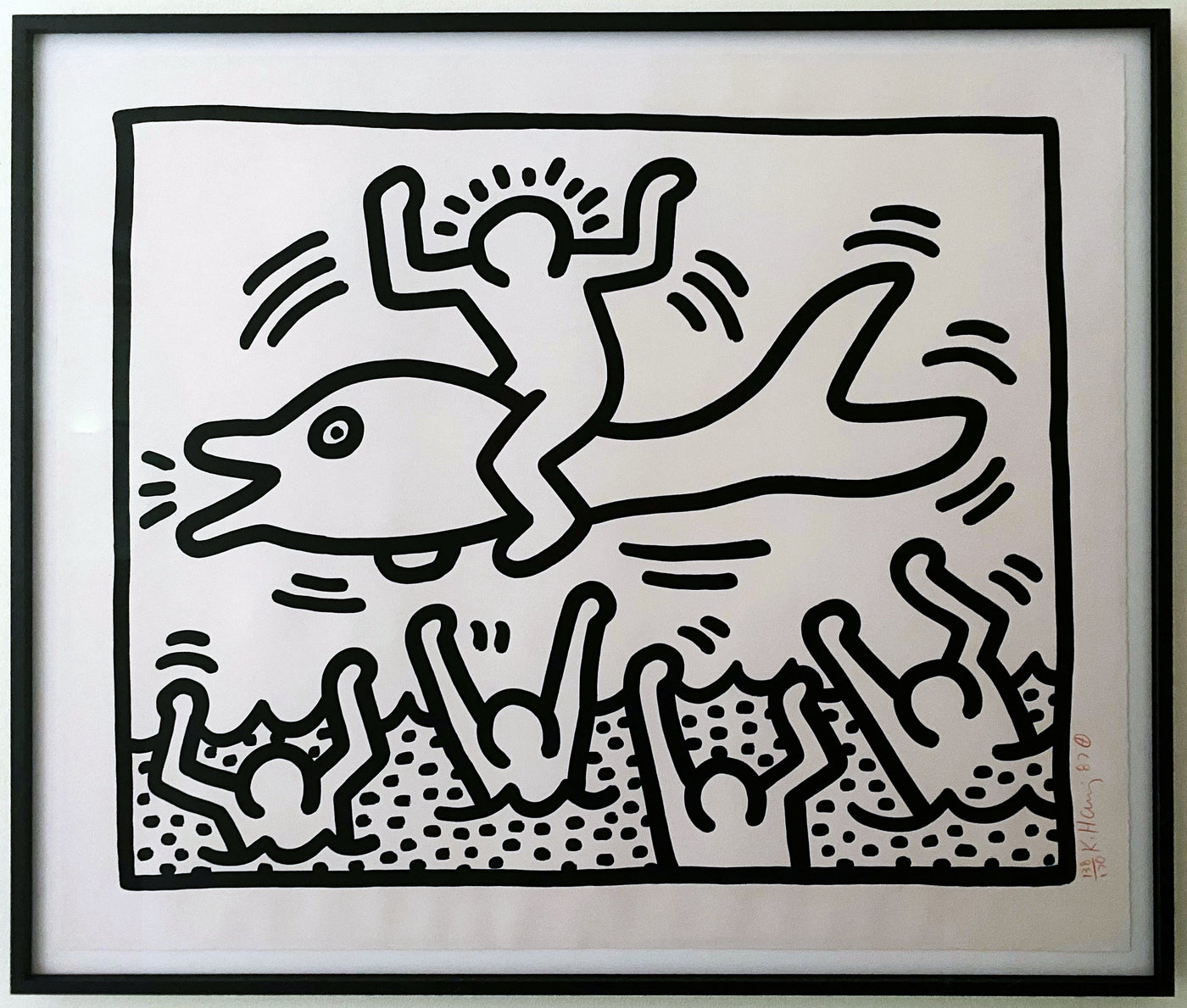 Keith haring untitled man on dolphin â georgetown frame shoppe