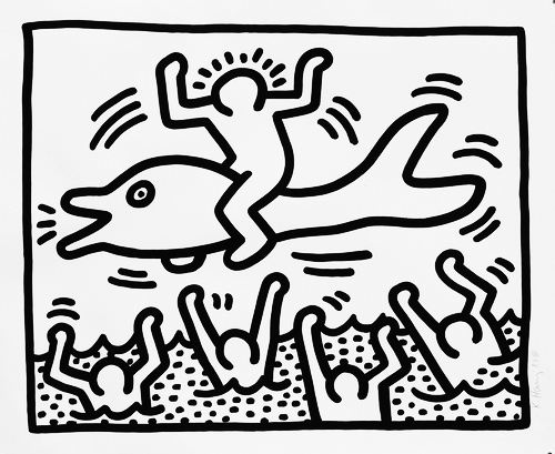 Untitled man on dolphin littmann pp by keith haring