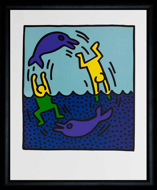 Keith haring framed print dolphins x cm