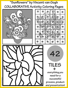 Sunflowers by van gogh collaborative activity coloring pages by mary straw