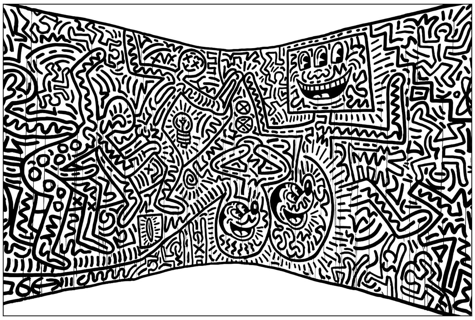 Free keith haring drawing to download and color