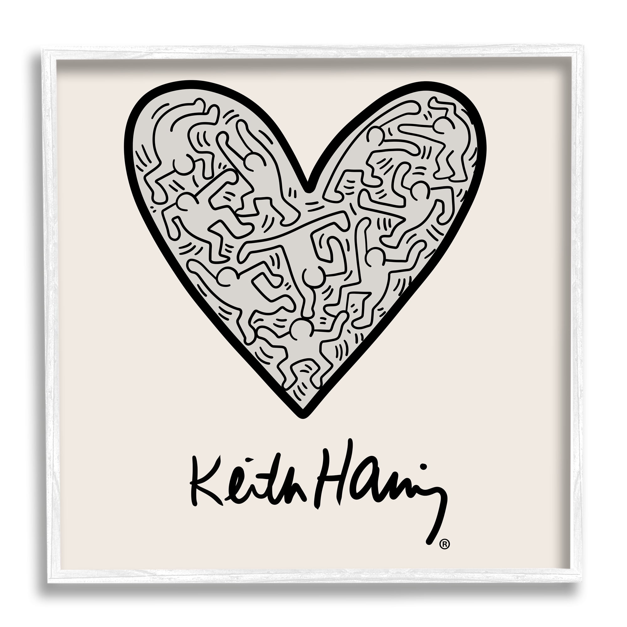 Stupell industries keith haring people inside heart pattern text framed wall art x design by ros ruseva