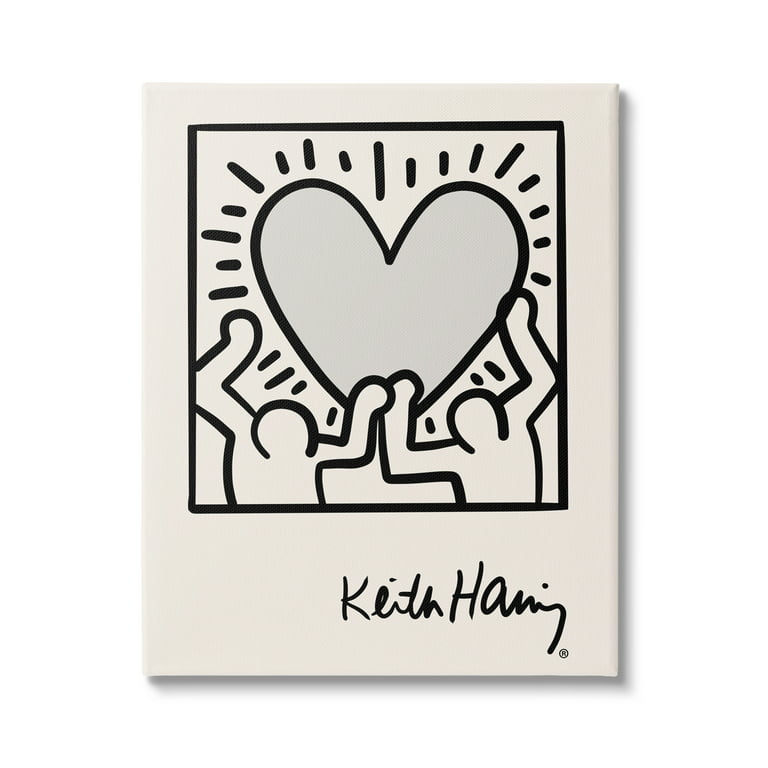 Stupell industries contemporary people outline heart symbol keith haring canvas wall art x design by ros ruseva