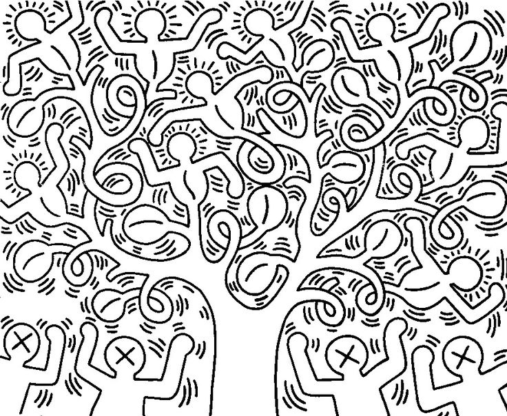 Coloriage adulte keith haring larbre de vie keith haring coloriage ã imprimer coloriage adulte