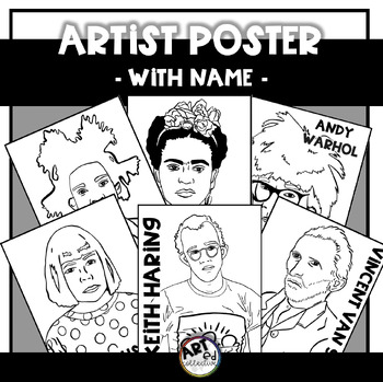 Artist poster coloring pages by art ed collective tpt