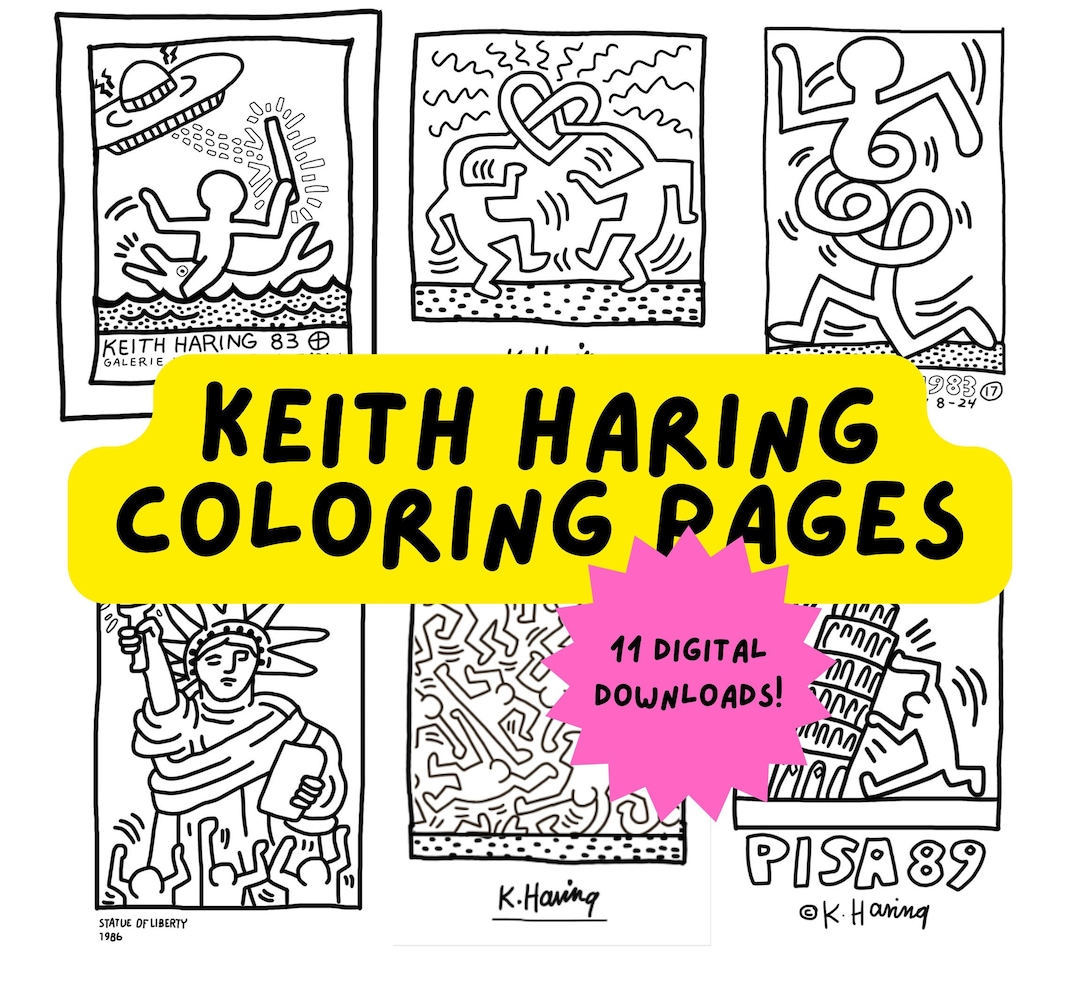 Keith haring art prints coloring pages art history art teacher art lover adult coloring book sub lesson early finisher download now