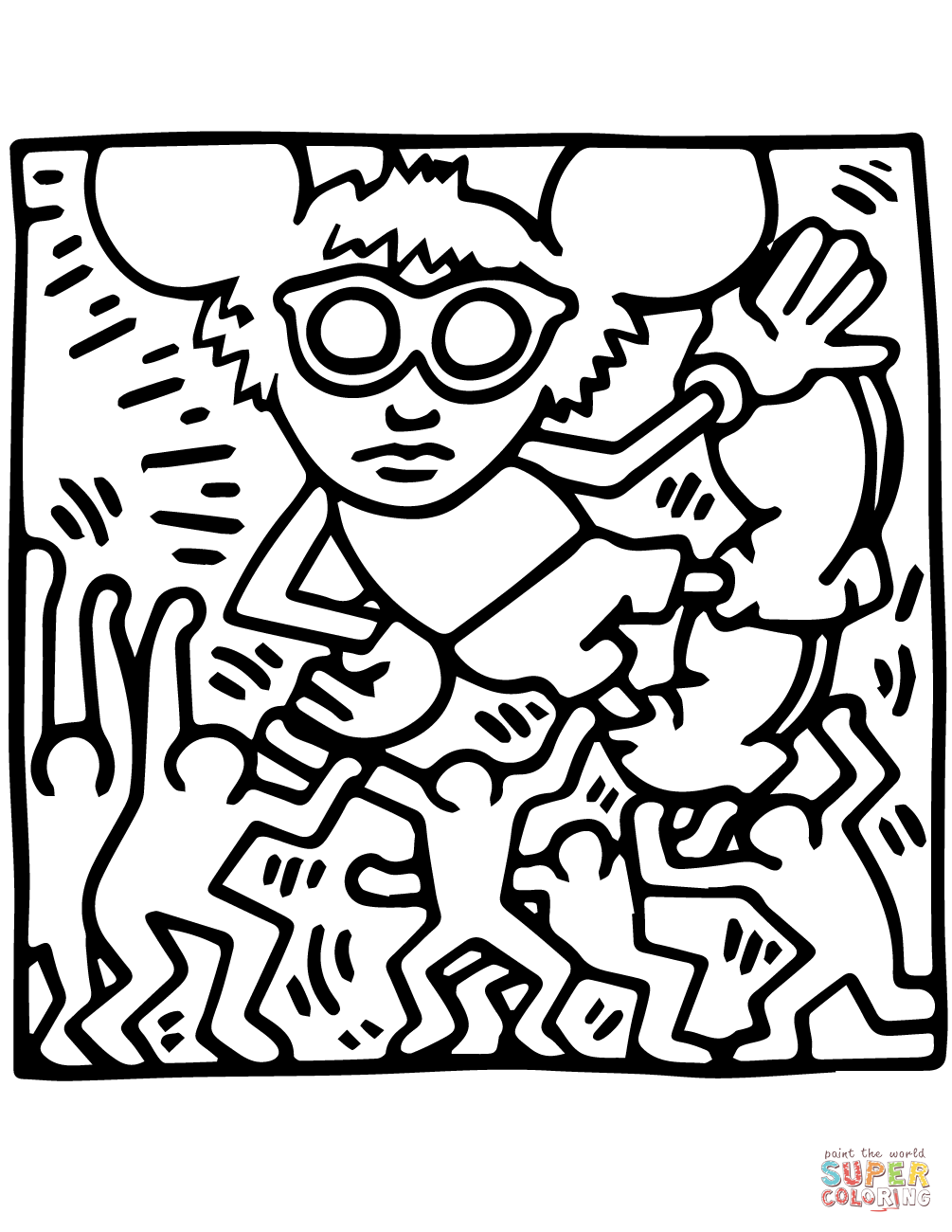 Andy mouse by keith haring coloring page free printable coloring pages