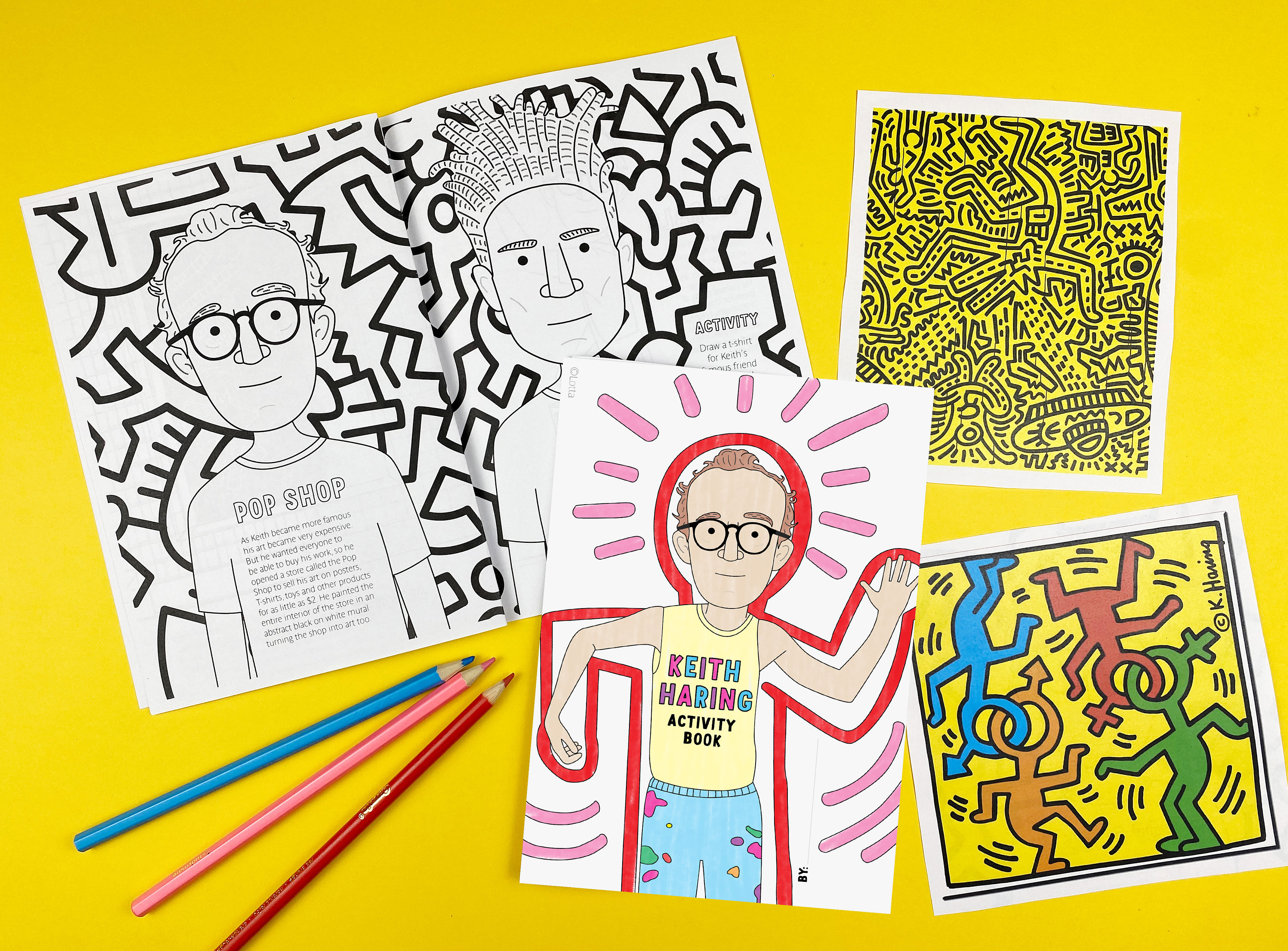 Printable keith haring activity book biography drawing activities coloring download now