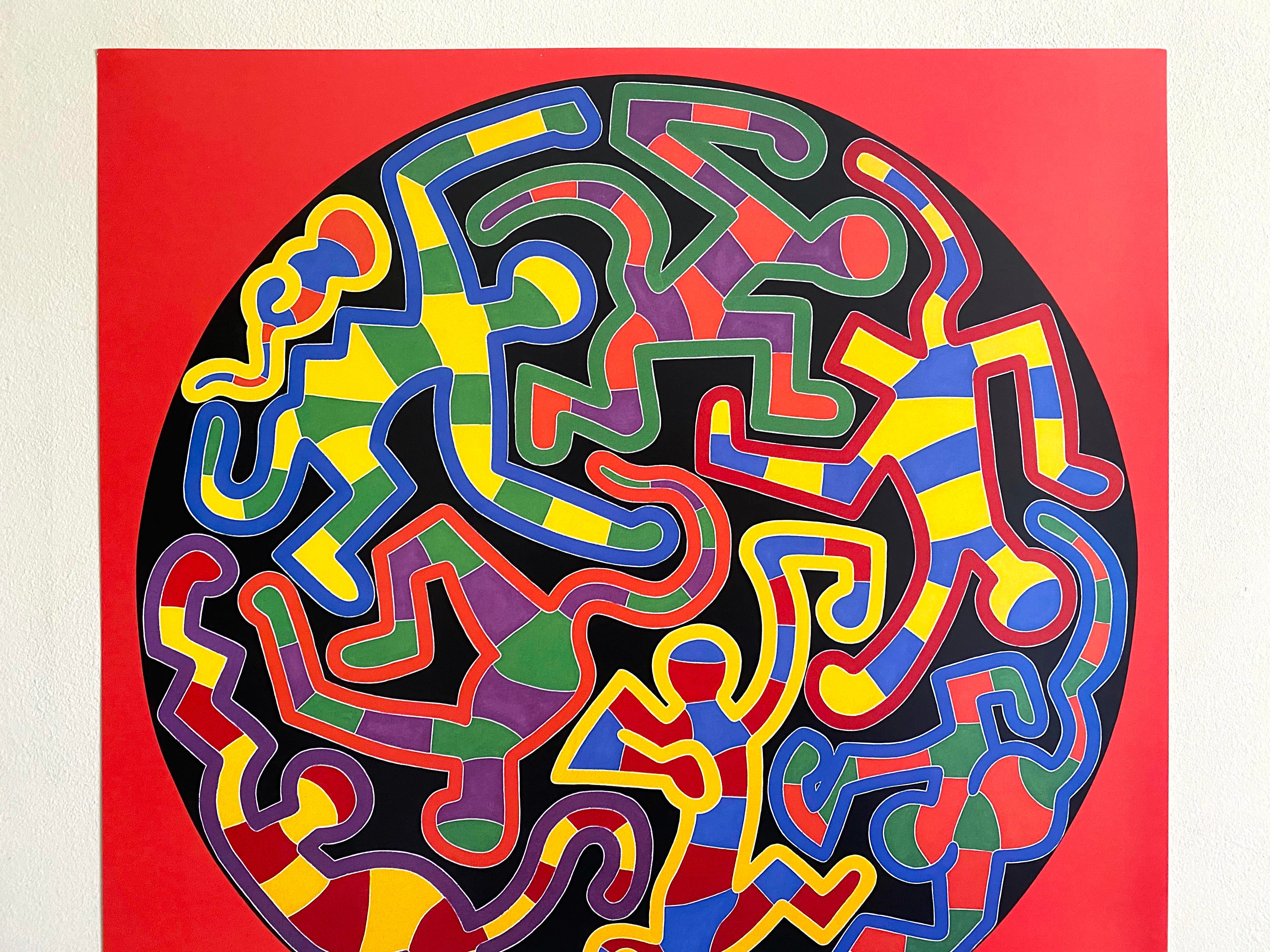 Keith haring estate vintage lithograph print pop art poster monkey puzzle