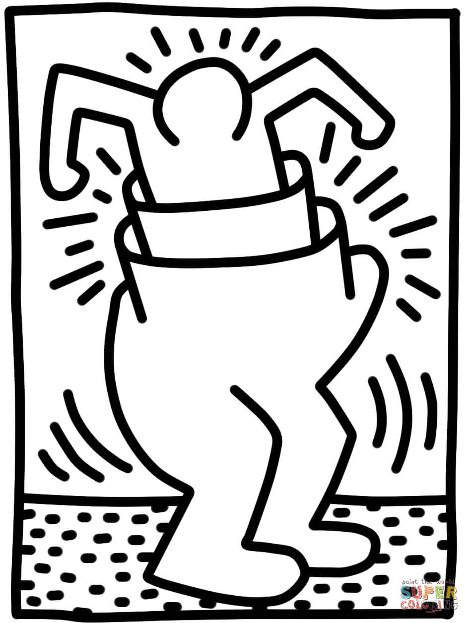 Pop shop figure by keith haring coloring page free printable coloring pages