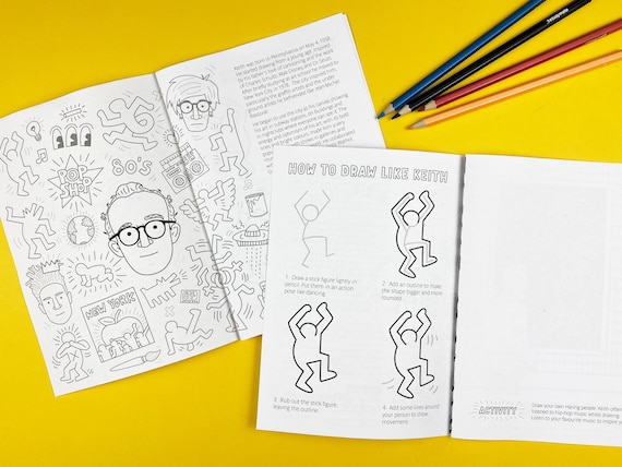 Printable keith haring activity book biography drawing activities coloring download now