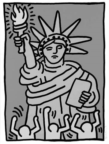 Statue of liberty by keith haring on