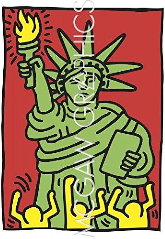 Bruce mcgaw graphics statue of liberty by keith haring art print poster paper size x image size x posters prints