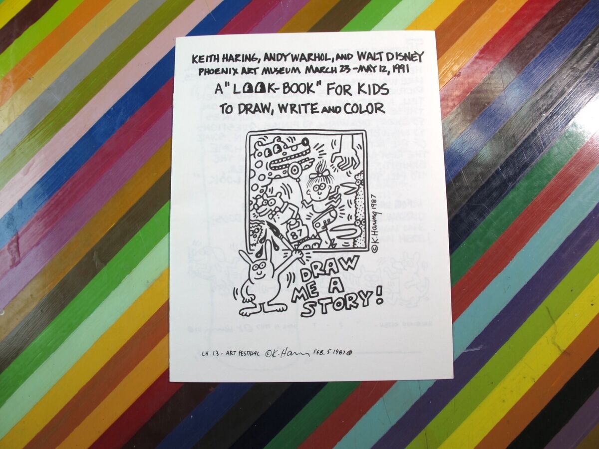 Vtg keith haring phoenix art museum warhol disney look book coloring book