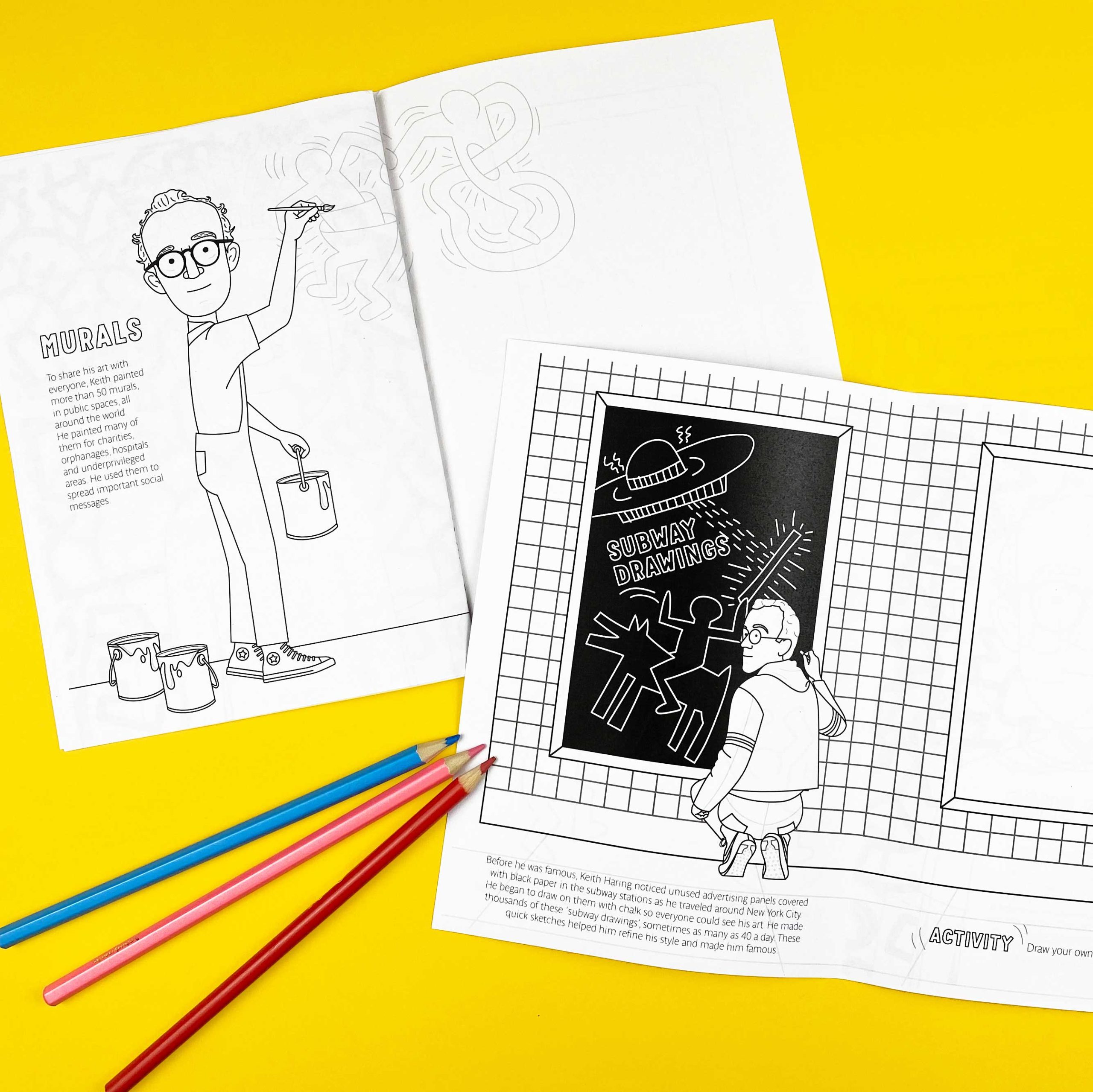 Keith haring activity book bio drawing activities coloring