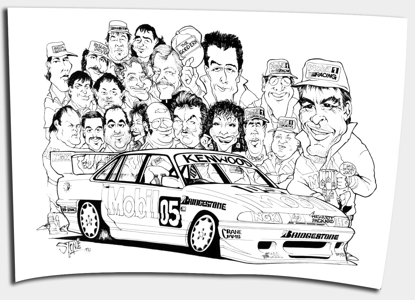 Mobil racing caricature poster