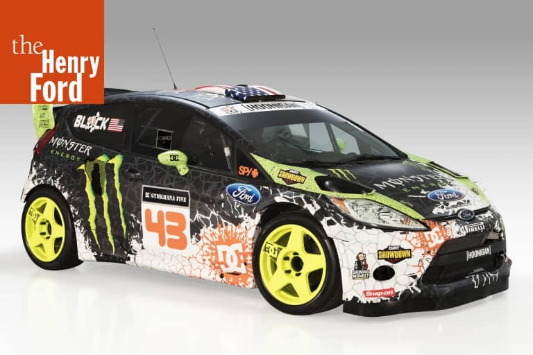 Ford fiesta rally car driven by ken block in gymkhana five