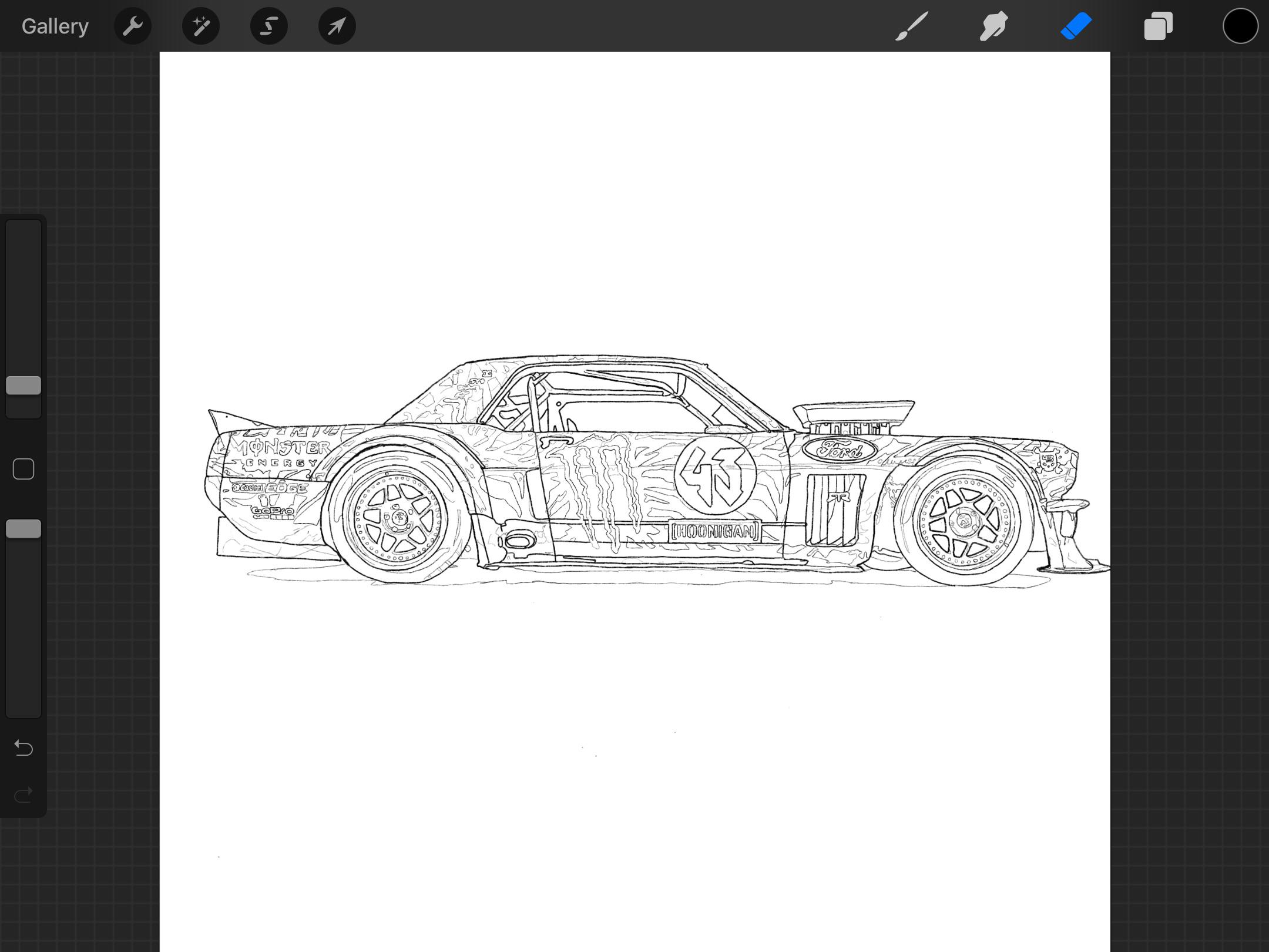 Quickâ sketch of ken blocks mustang drift car this took me and a half hours to make and its my first ever sketch let me know how i did im