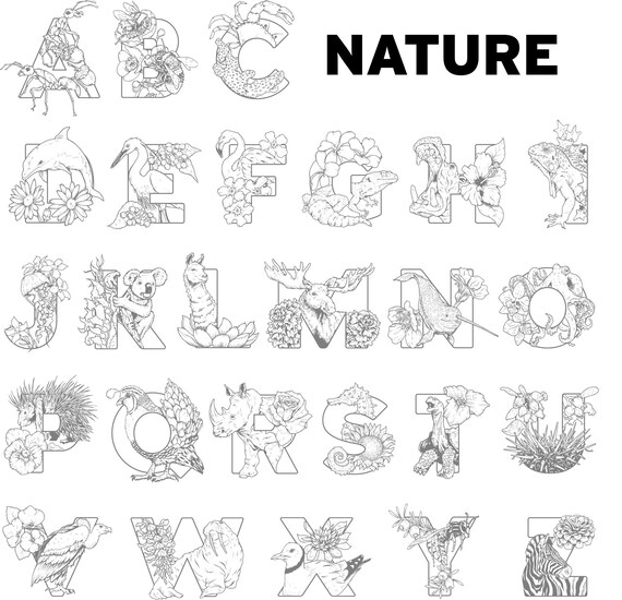 Nature coloring book art by kenny farmer alphabet coloring book a