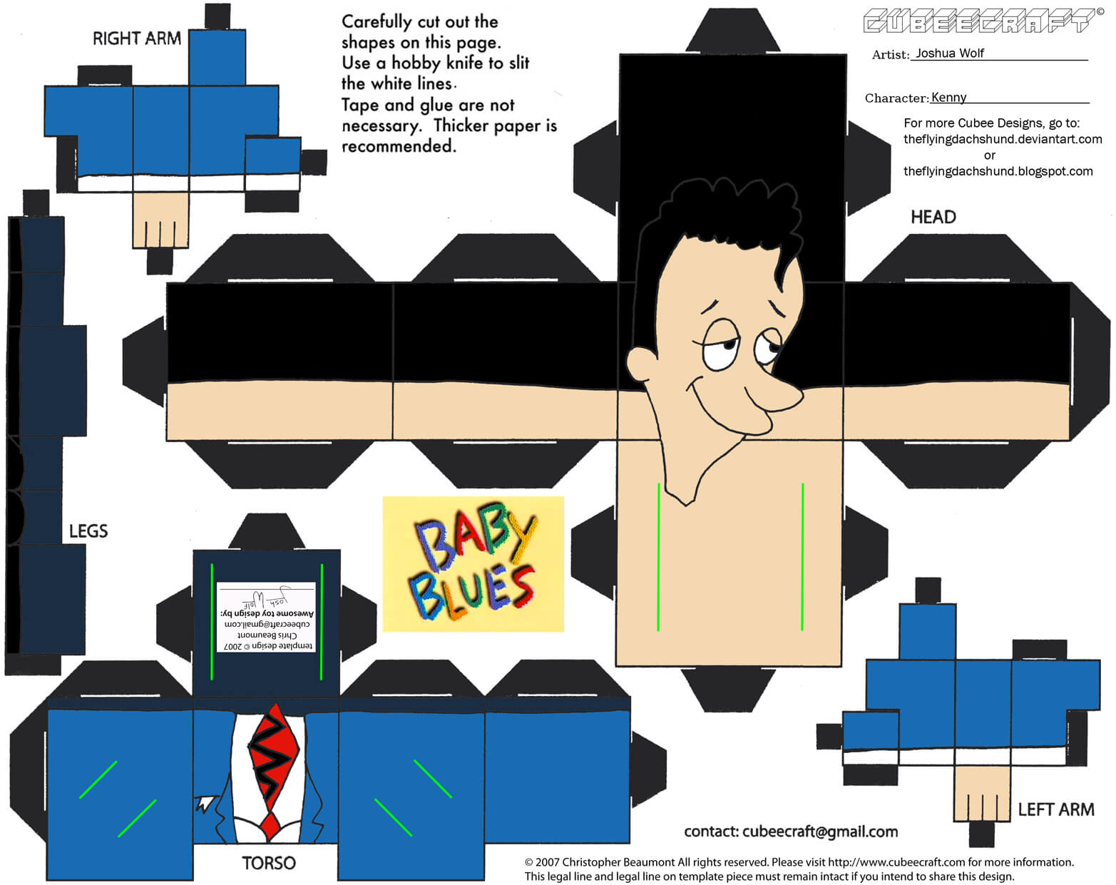 Kenny paper toy free printable papercraft templates