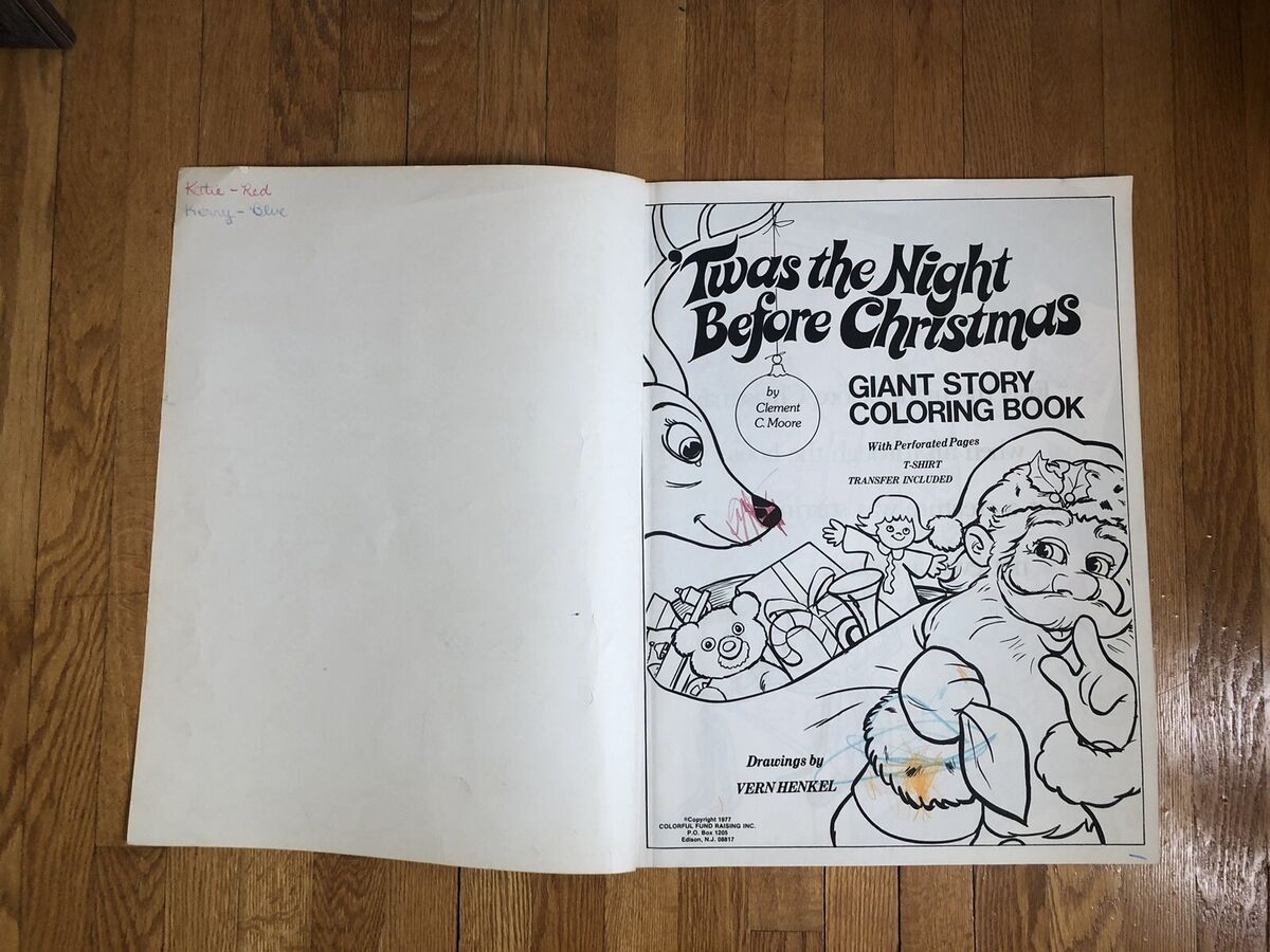 Vintage twas the night before christmas giant story coloring book