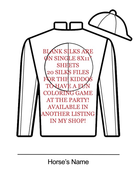 Kentucky derby party printable jockey jersey silks full sheets single files derby games as of
