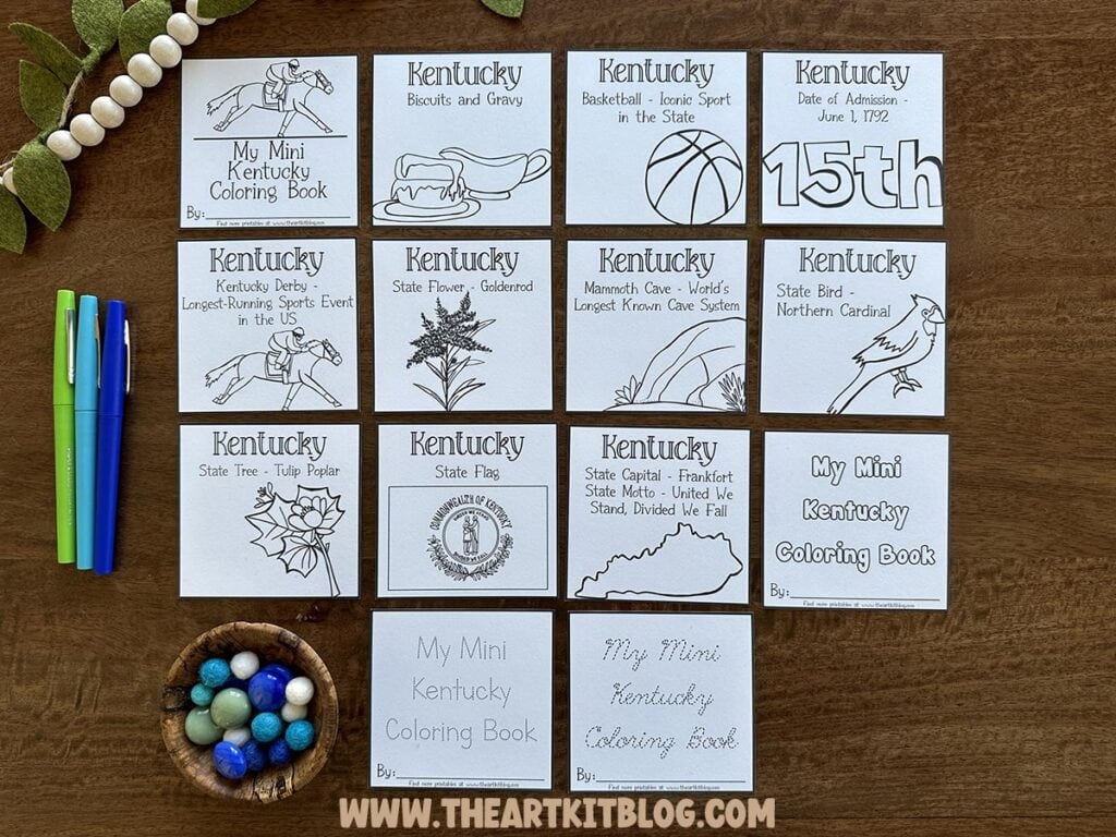Mini kentucky coloring pages free printables â the art kit