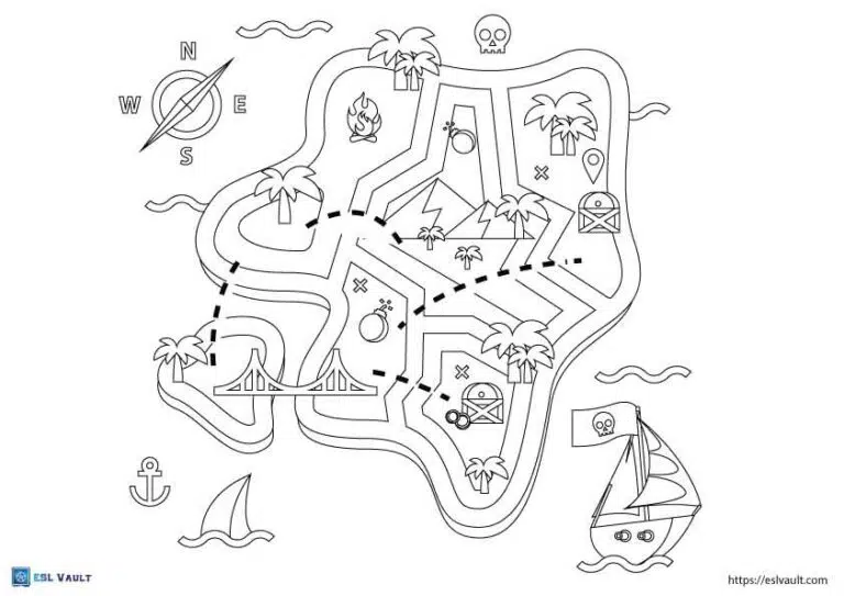 Free treasure map coloring pages