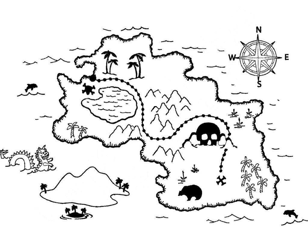 Treasure map coloring pages