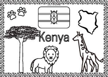 Kenya coloring page by michelles treasures tpt