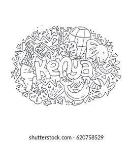 Illustration kenya adult childrens coloring book stock vector royalty free