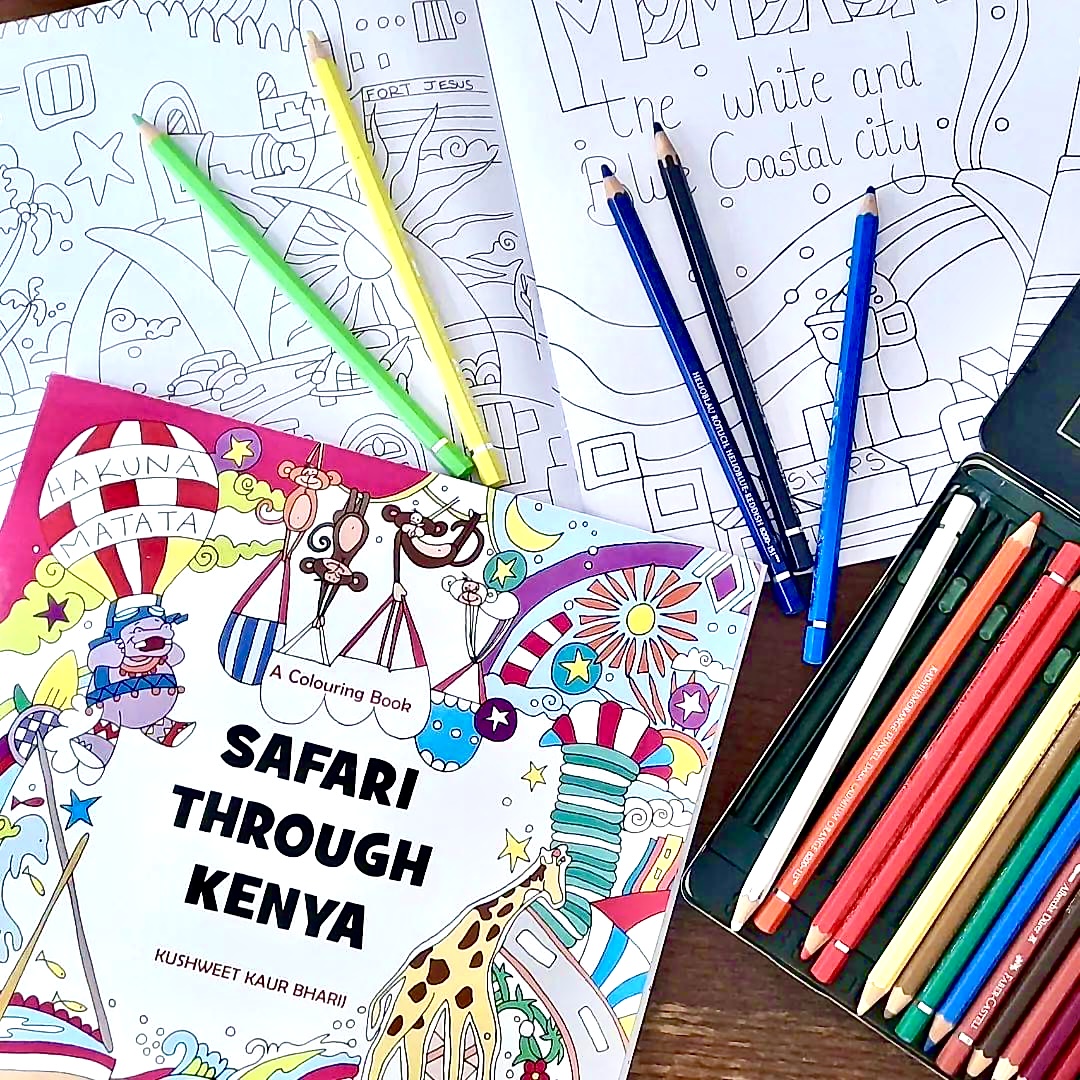 Safari through kenya colouring book