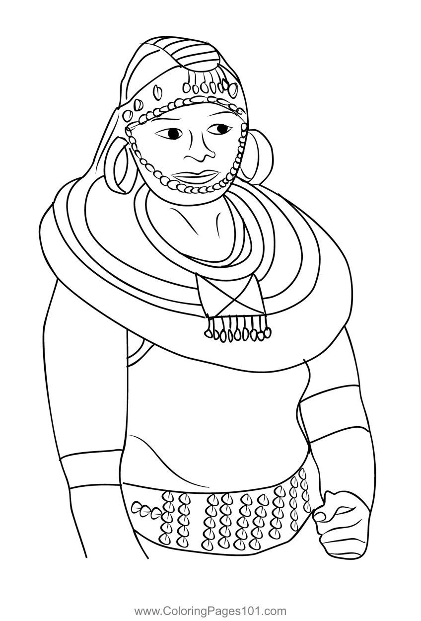 Sosian culture pokot lady coloring page for kids