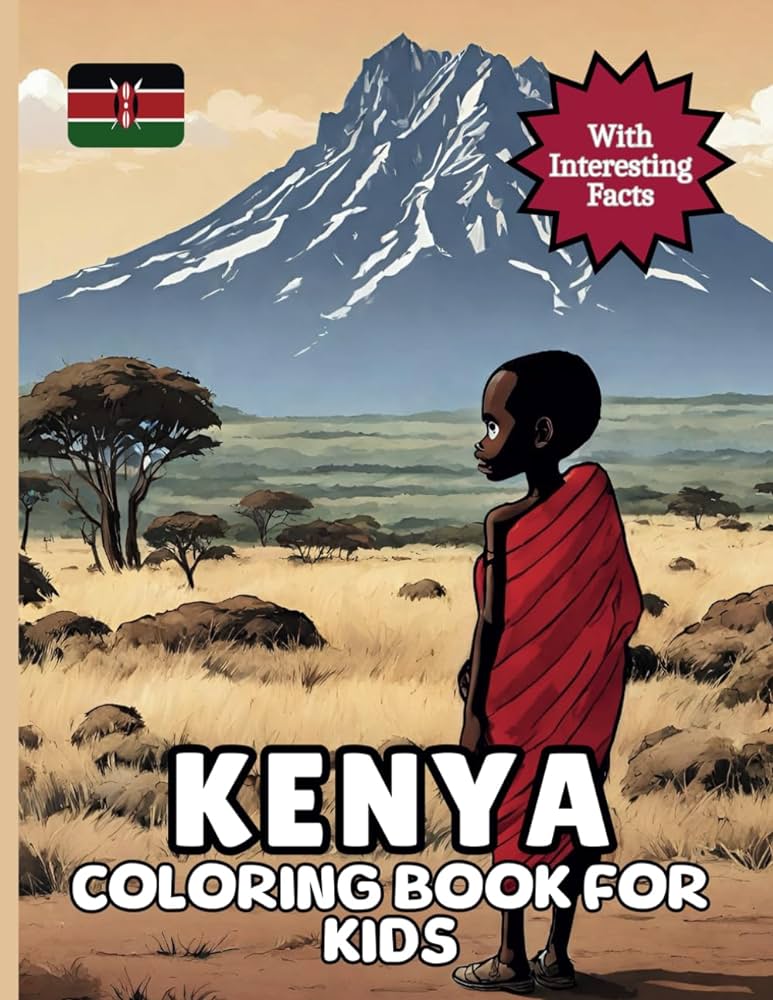 Kenya loring book for kids with interesting facts publishing grant books